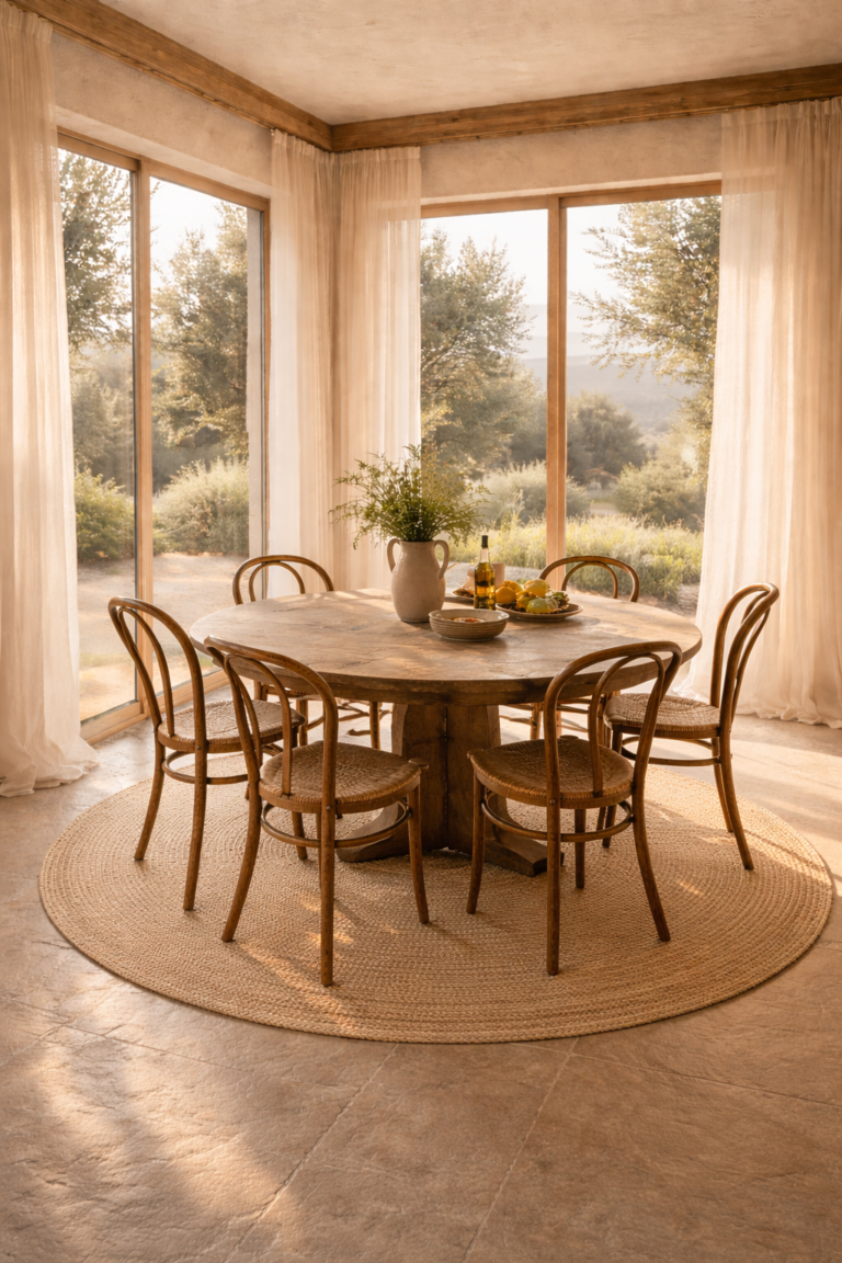 Warm Neutral Dining Room with Natural Light That Feels Calm and Expensive