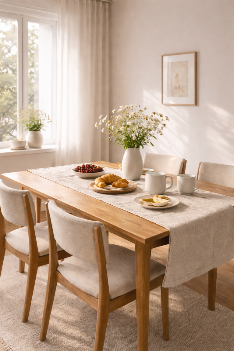 Soft Minimal Dining Table Setup for Slow Mornings and Everyday Comfort