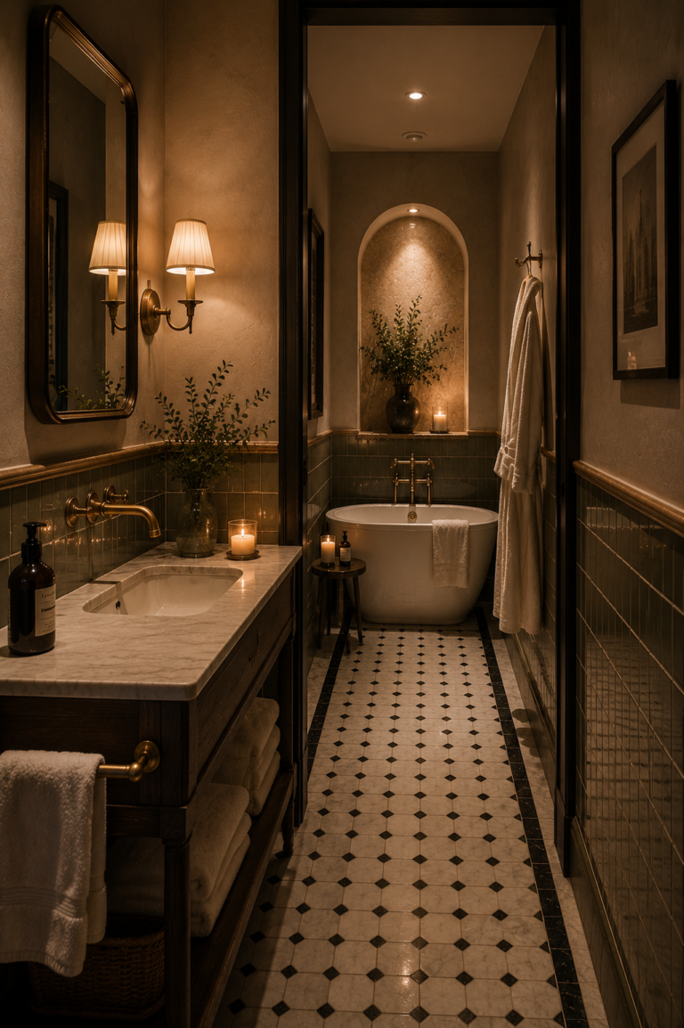 Vintage Hotel Bathroom That Feels Timeless and Elegant