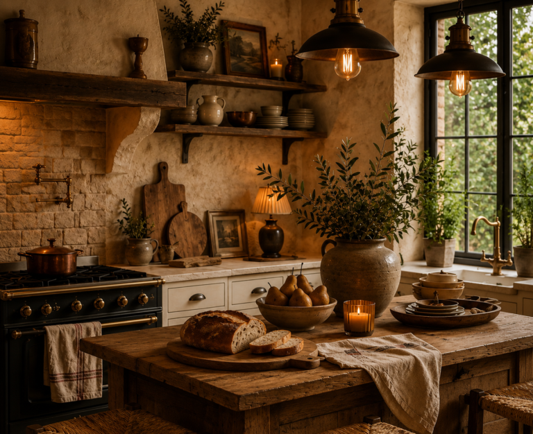 Rustic European Kitchen Inspiration with Warm Cozy Charm