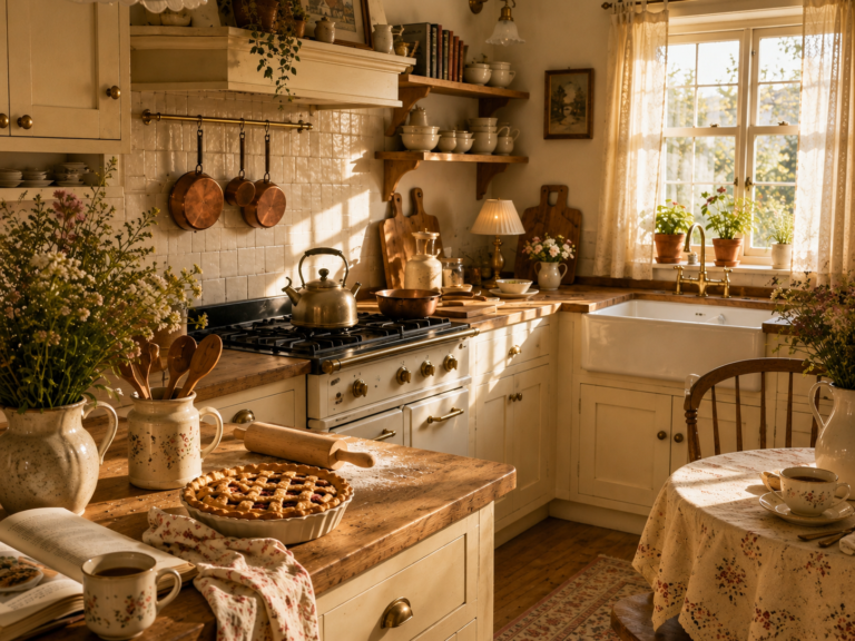 Cozy Cottagecore Kitchen with Warm Vintage Charm